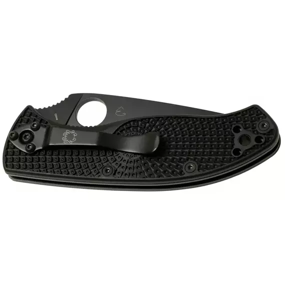 Ніж Spyderco Tenacious Black Blade, 8Cr13MoV,FRN , напівсерейтор к:black, фото , изображение 3